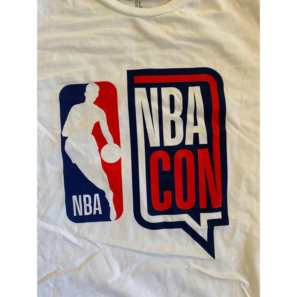 NBA Con Denver Nuggets White Graphic‎ T-Shirt Mens Large NWT Basketball Fan Fest